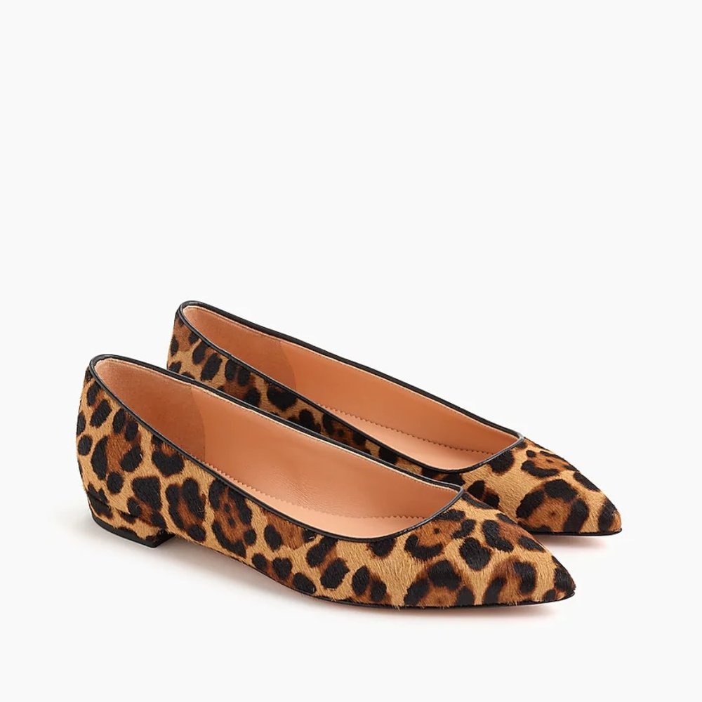 J. Crew Carolyn Skimmer Ballet Flats in Calf Hair - Leopard